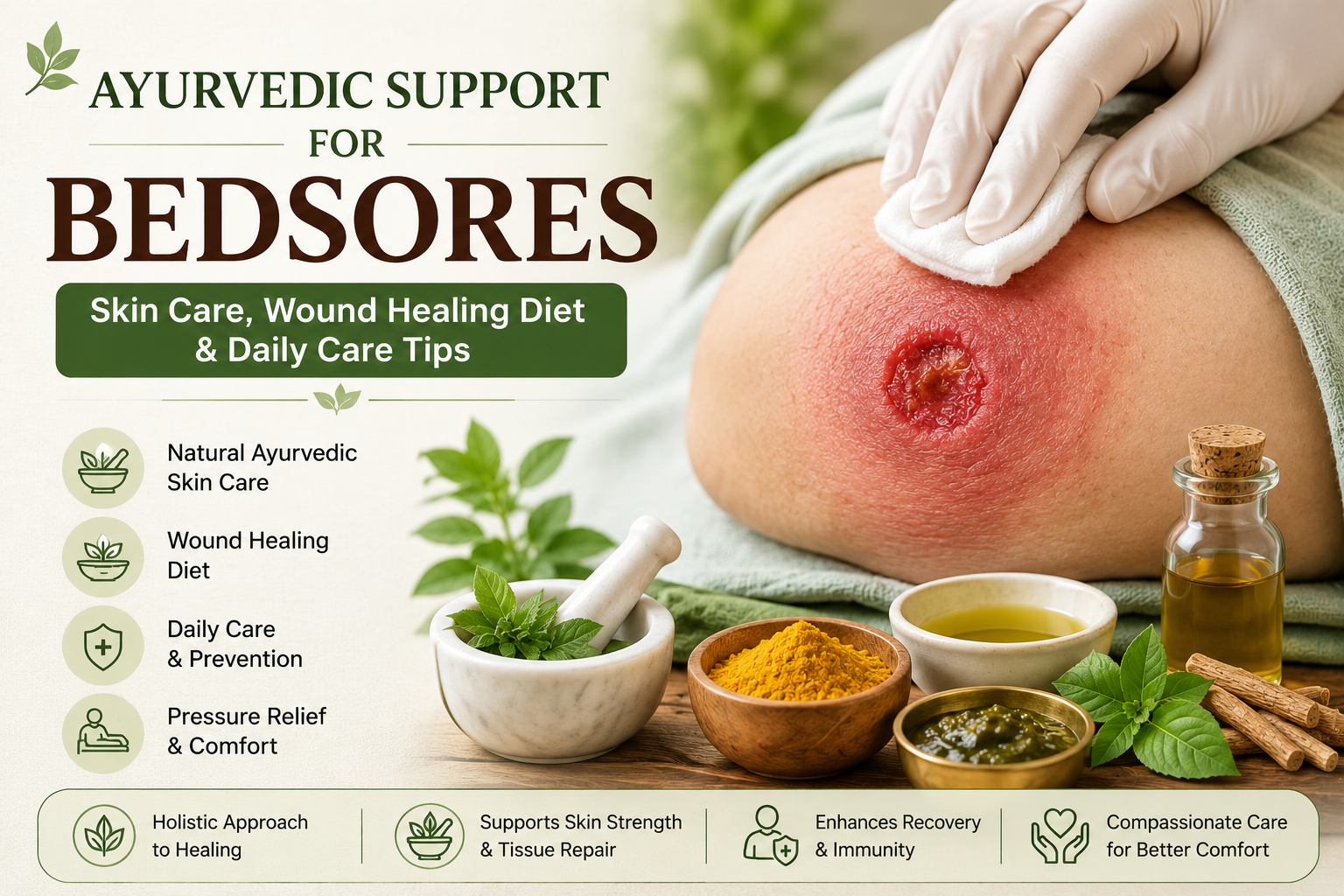 Ayurvedic Support for Bedsores: Skin Care, Wound Healing Diet & Daily Care Tips